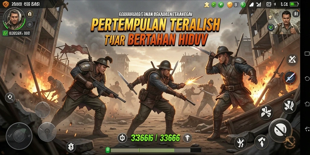 Tangkapan layar utama dari gameplay Battle Royale yang mendebarkan.
