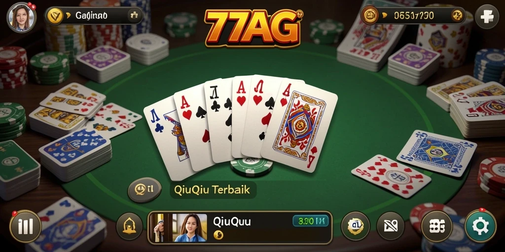 Tampilan gameplay menegangkan dalam 77AG QiuQiu.