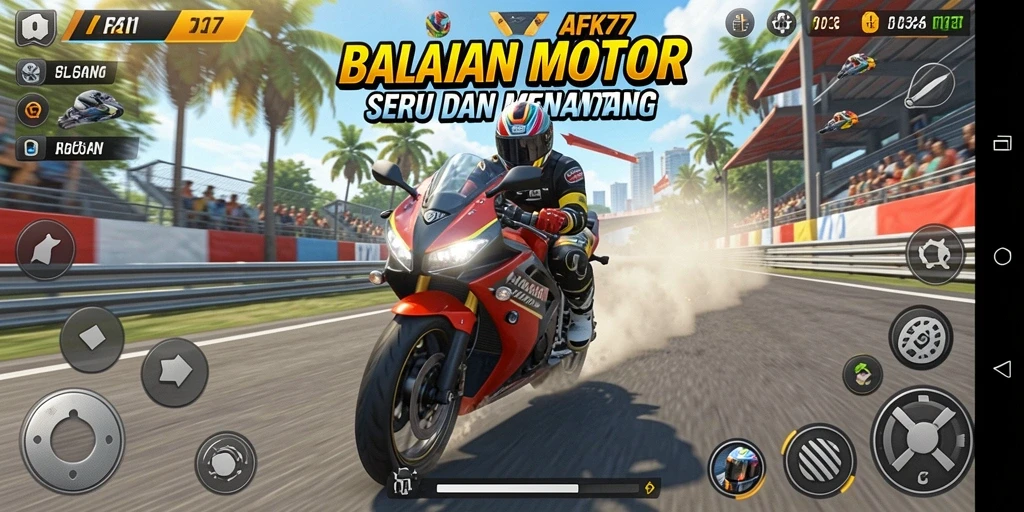Gameplay seru balapan motor di AFK77.