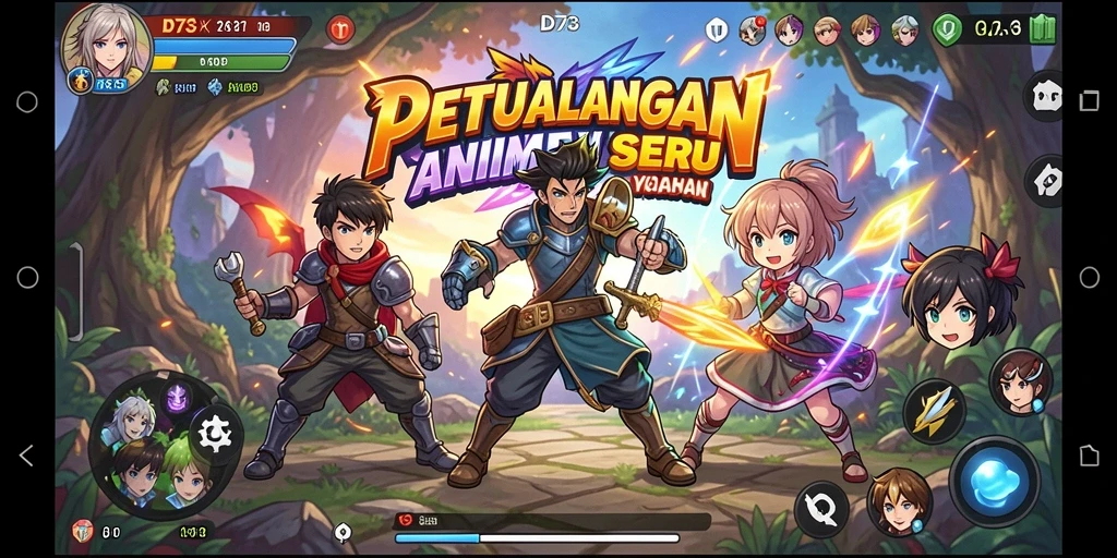 Tampilan gameplay yang menampilkan karakter Anime beraksi.