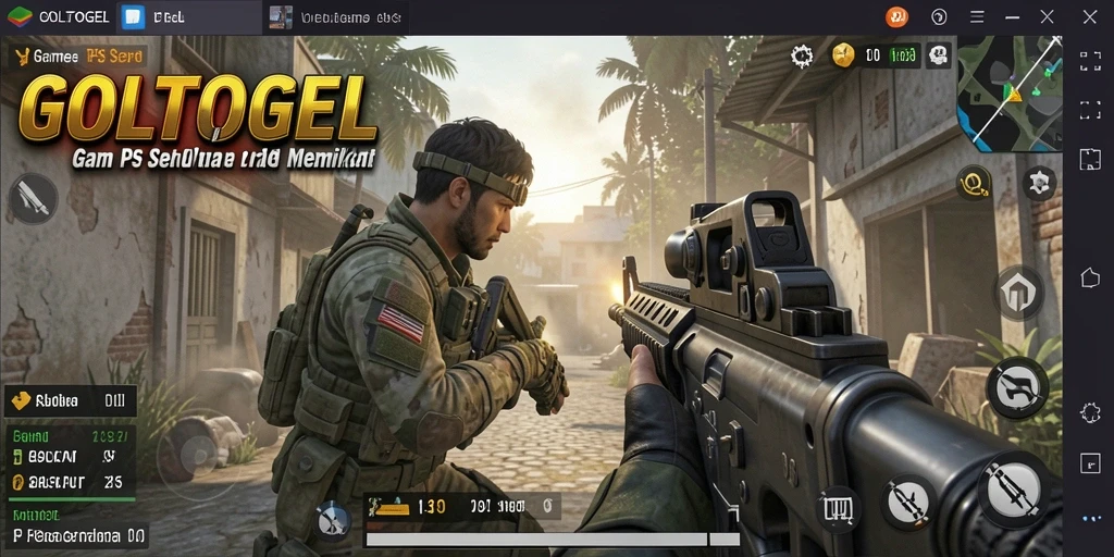 Tangkapan layar utama gameplay GOLTOGEL menampilkan aksi tembak-menembak yang seru.