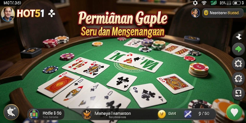 Tampilan gameplay seru dalam HOT51 yang menampilkan interaksi Gaple.