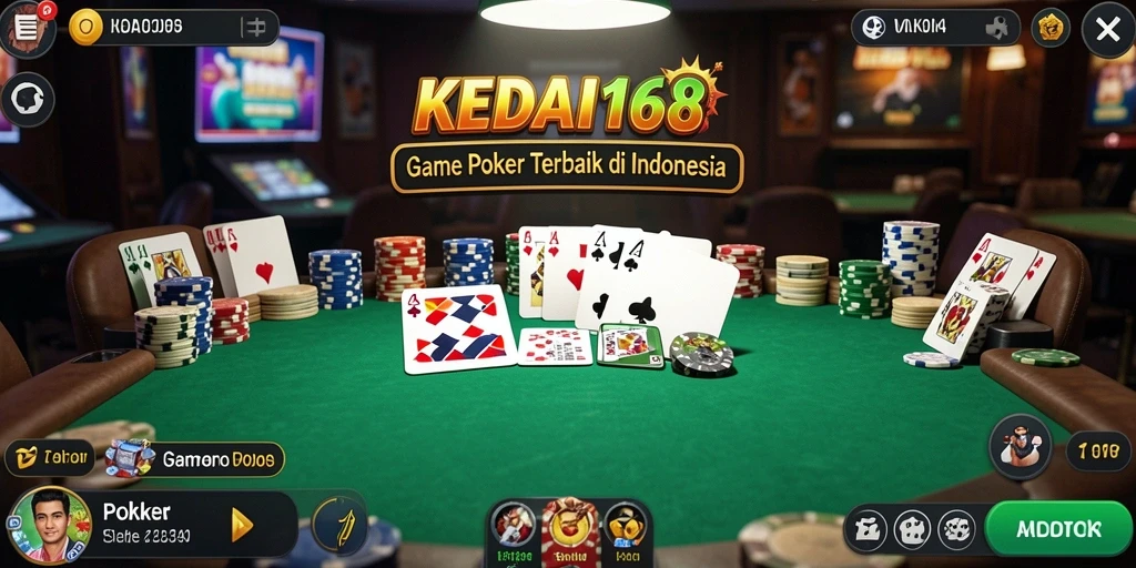 Screenshot gameplay KEDAI168 dengan suasana poker yang seru.