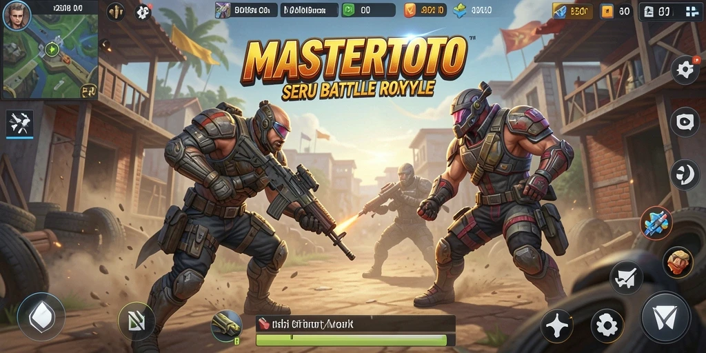 Tangkapan layar MASTERTOTO menampilkan pertempuran seru dalam game Battle Royale.