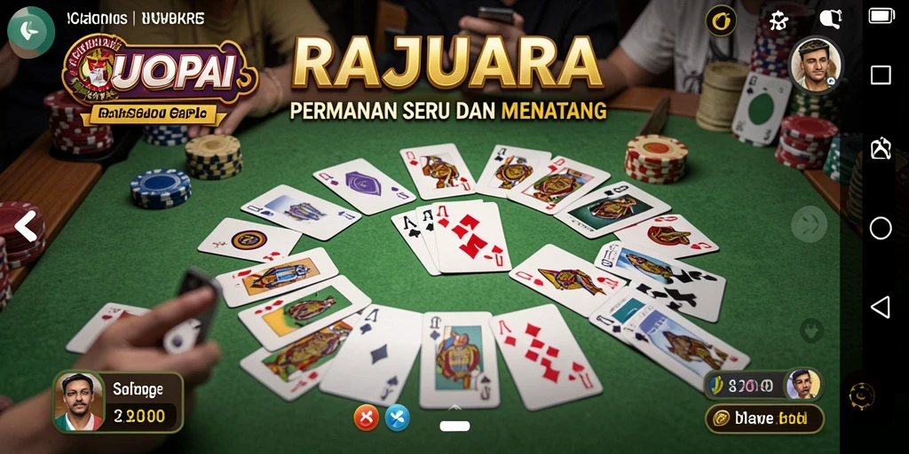 Screenshot gameplay RAJAJUARA yang menampilkan suasana seru permainan Gaple.