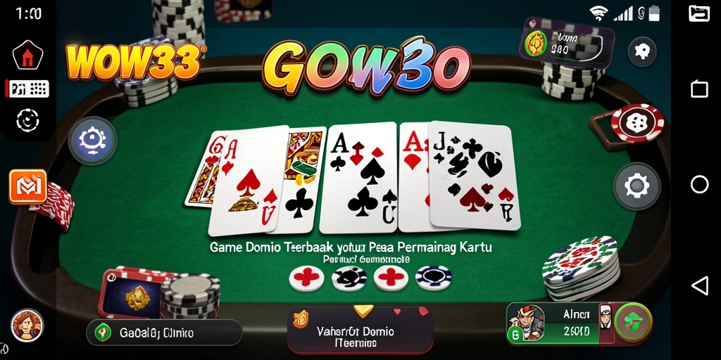 Screenshot gameplay WOW33 menampilkan pengalaman bermain Domino yang seru.